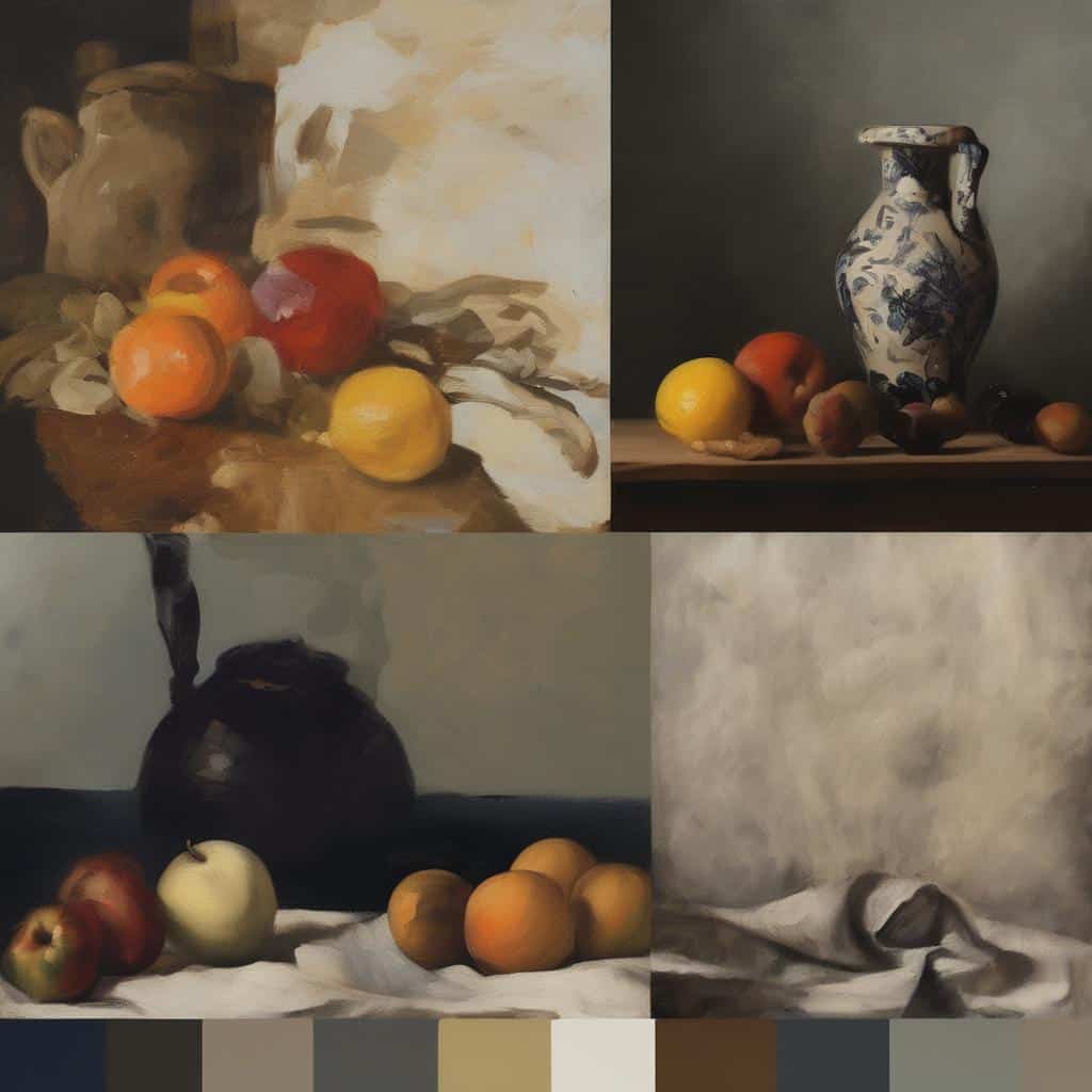 Φακός σε μινιατούρα με φρούτα και παλαιά αντικείμενα σε όμορφη τέχνη της λεπτομέρειας.